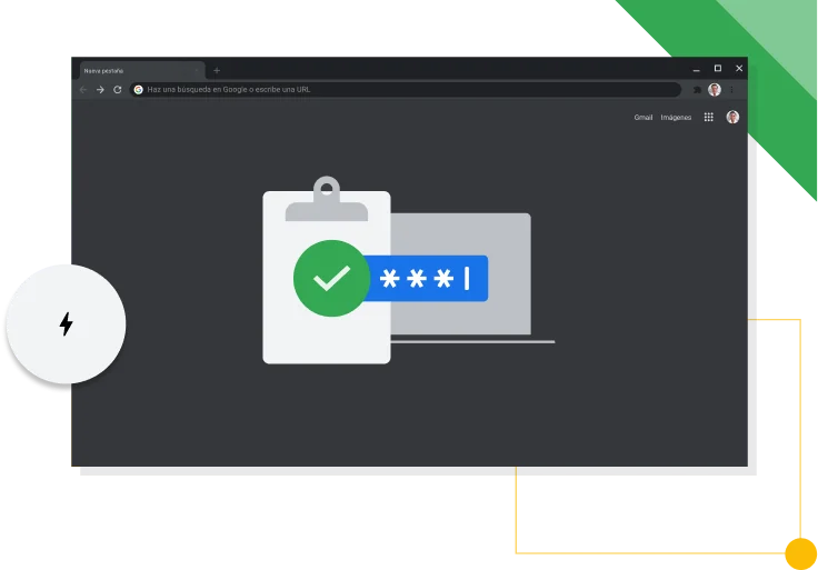 Ventana del navegador Chrome en modo oscuro que muestra el ícono de productividad de Google.