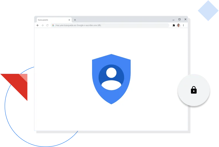 Ventana del navegador Chrome que muestra el ícono de privacidad de Google.