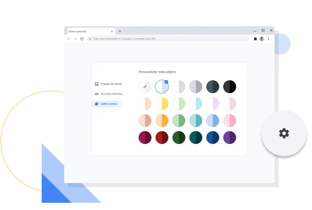 Imagen de la ventana de personalización del color y el tema de Chrome.
